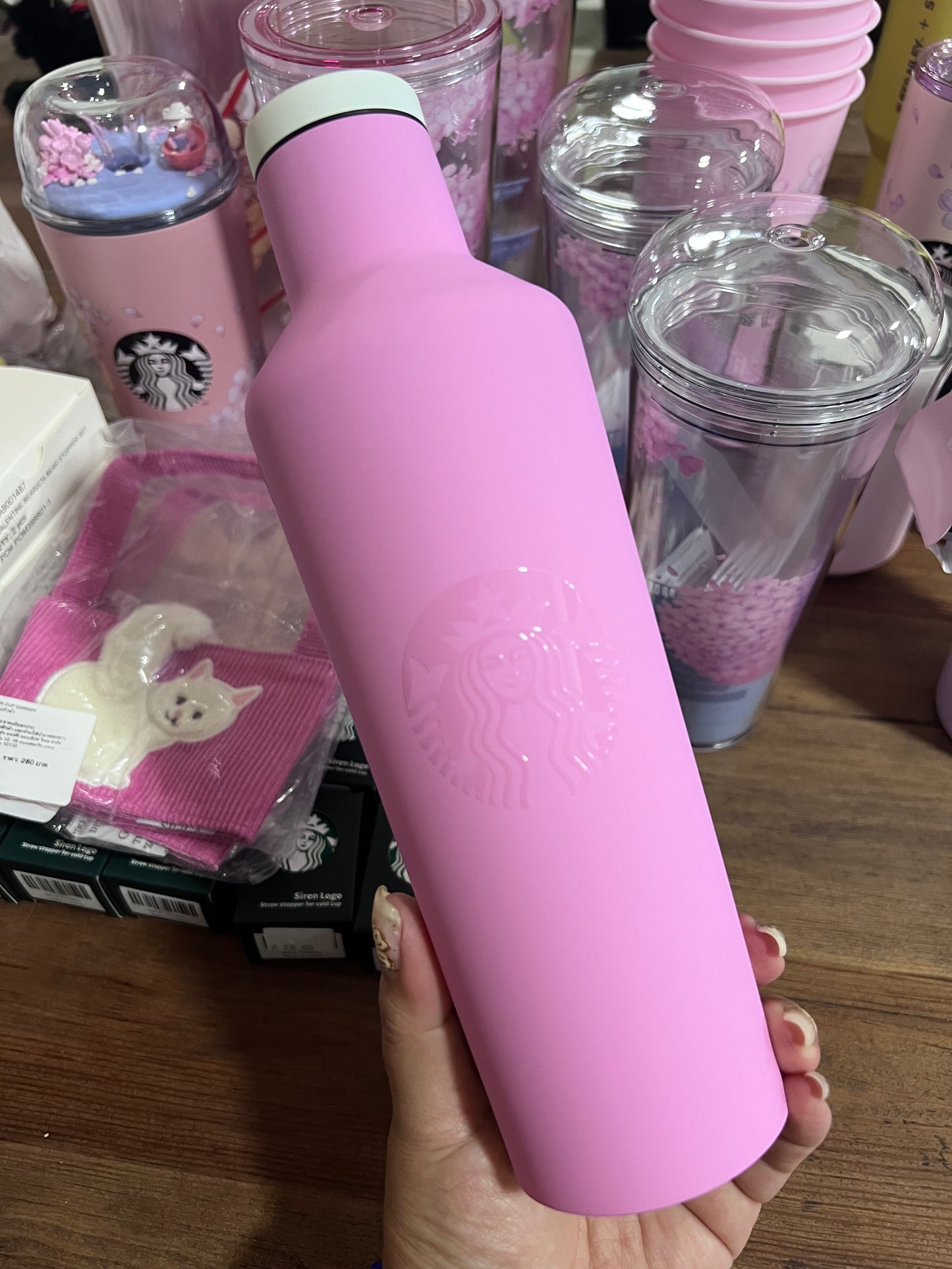 Starbucks Indonesia Corckcicle Botella Rosa mate Soft Touch 16oz