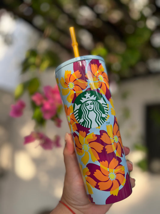 Starbucks Alemania Cold cup Blue floral 16oz